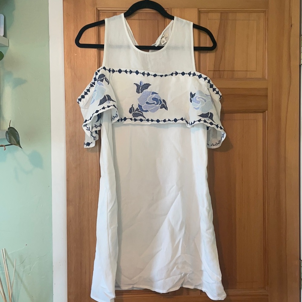 Summer White & Blue Shift Dress
